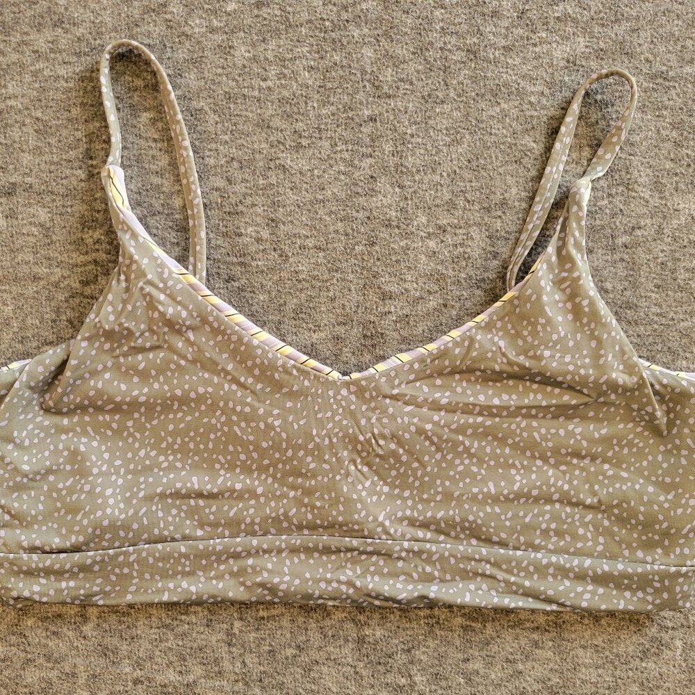 Prana Sage Green Reversible Willow Falls Bikini Top M Striped Summer Beach Swim